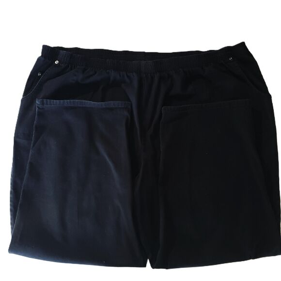 Liz And Me Black 98%Cotton Elastic Waistband Pockets Relaxed Pants 3XWP - Picture 7 of 7